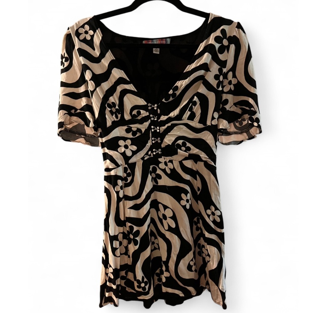 Urban Outfitters Black and White Floral 70s style dress